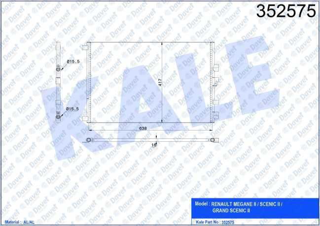 KALE 352575 Kondenser Renault Megane Ii / Scenic Ii / Grand Scenic Ii 1.9-2.0dci 02=>  ####